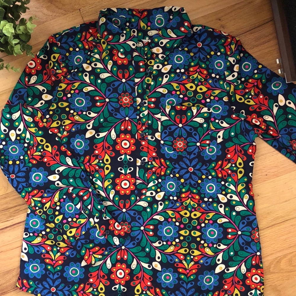 Orla Kiely inspired tunic popover blouse